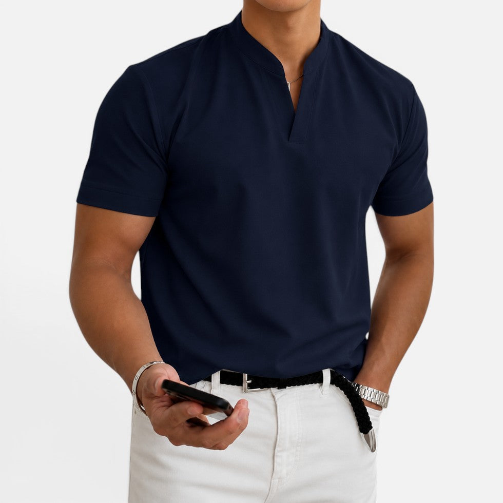 Men's Short-Sleeve Collarless V-Neck T Shirt – House of Velari