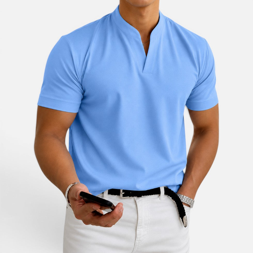 Men's Short-Sleeve Collarless V-Neck T Shirt – House of Velari