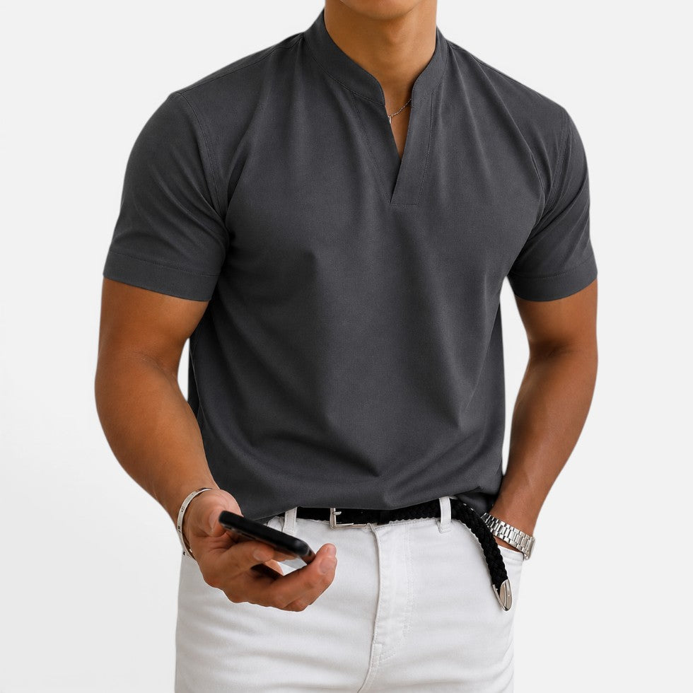 Men's Short-Sleeve Collarless V-Neck T Shirt – House of Velari