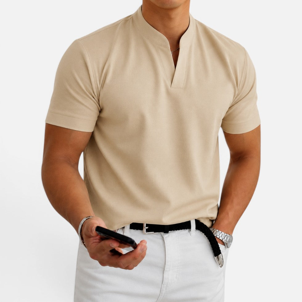 Men's Short-Sleeve Collarless V-Neck T Shirt – House of Velari