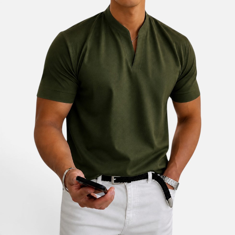 Men's Short-Sleeve Collarless V-Neck T Shirt – House of Velari