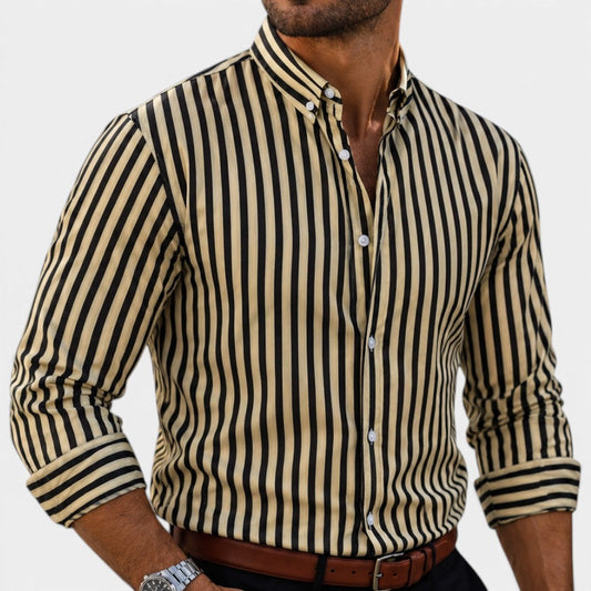 Men's Striped Button-Up Long-Sleeve Shirt – House of Velari