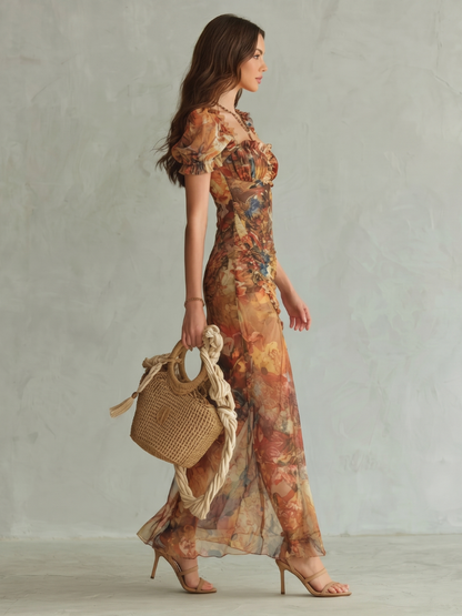 Women's Midi Dress Ruffled Sleeves Wedding Guest – House of Velari