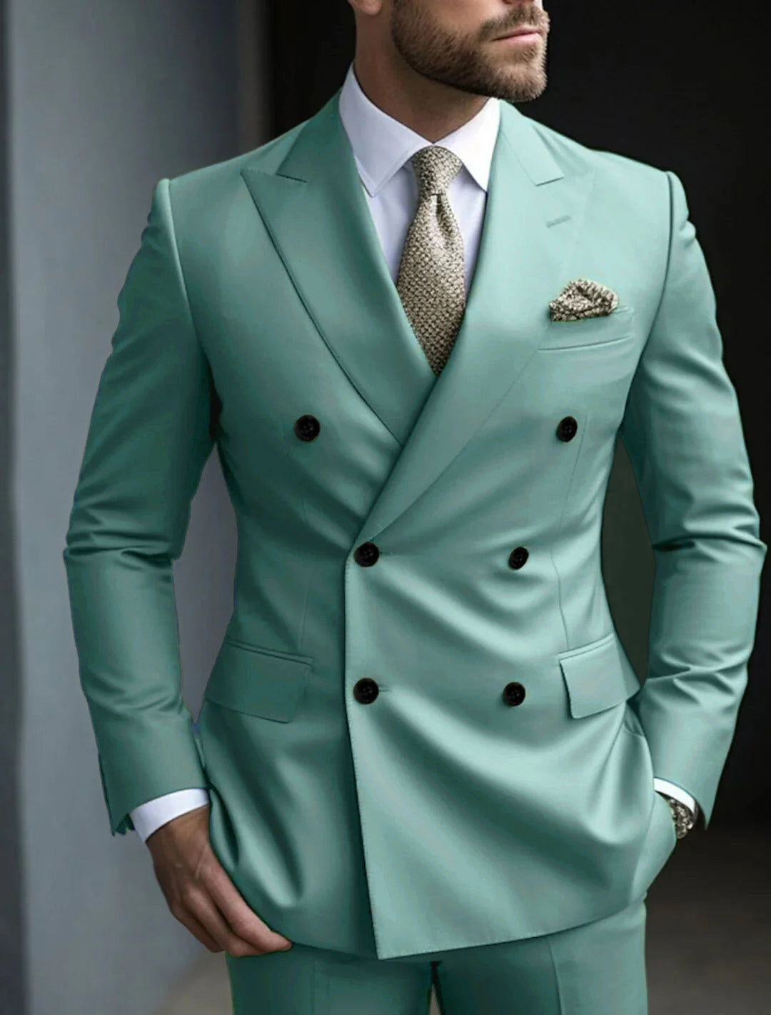 Men's Structured Green Double Breasted Suit – House of Velari