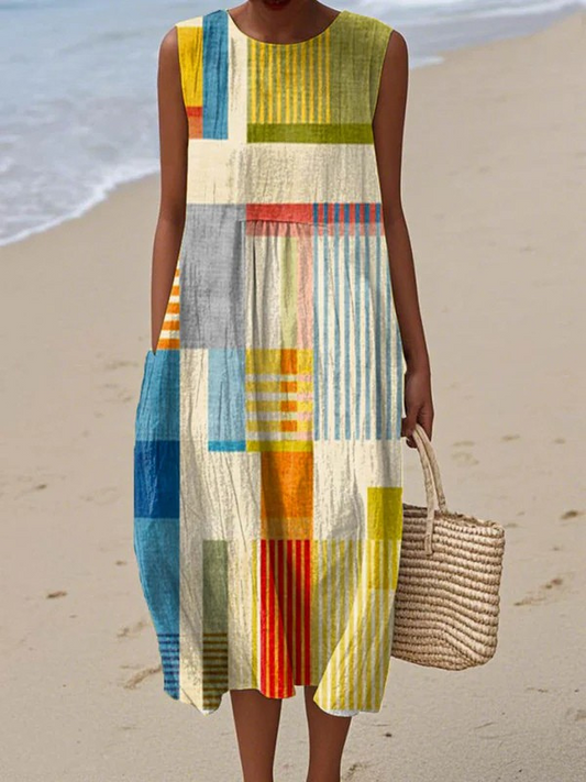 Women's Geometric Print Midi Dress – House of Velari