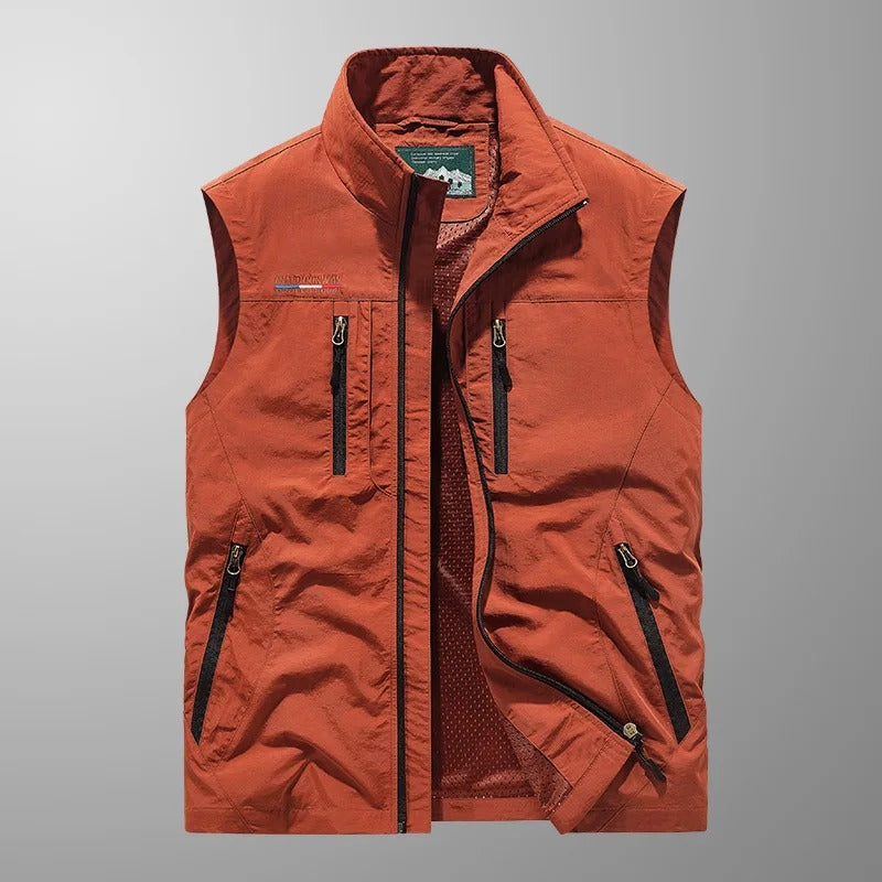 Men's Full Zip Utility Vest – Multi-Pocket Outdoor Sleeveless Jacket – House of Velari