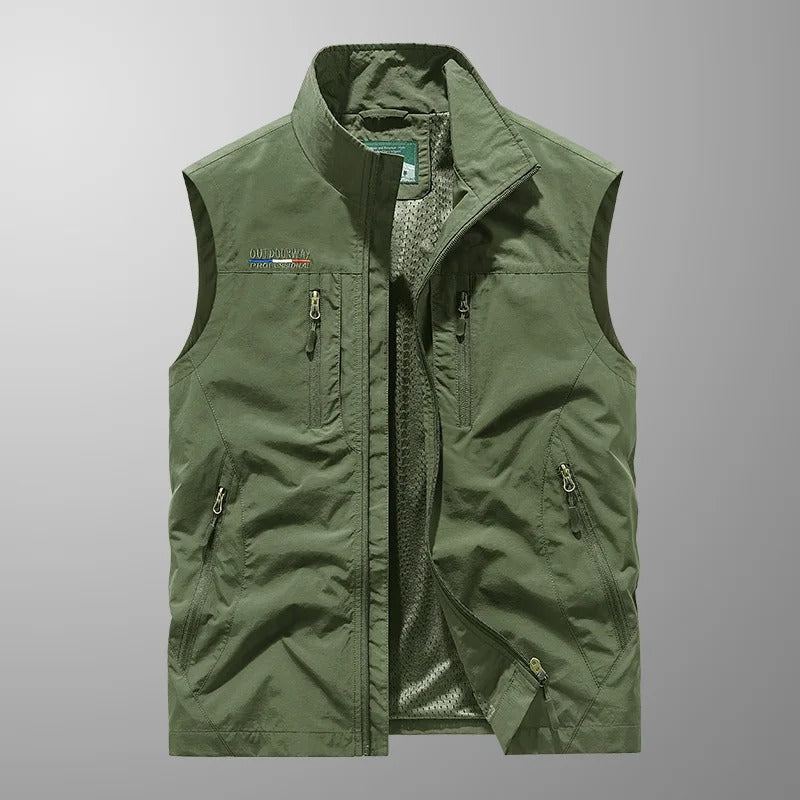 Men's Full Zip Utility Vest – Multi-Pocket Outdoor Sleeveless Jacket – House of Velari