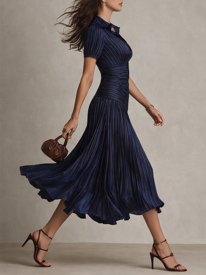 Women's Retro Satin Wrap V-Neck Midi Dress – House of Velari
