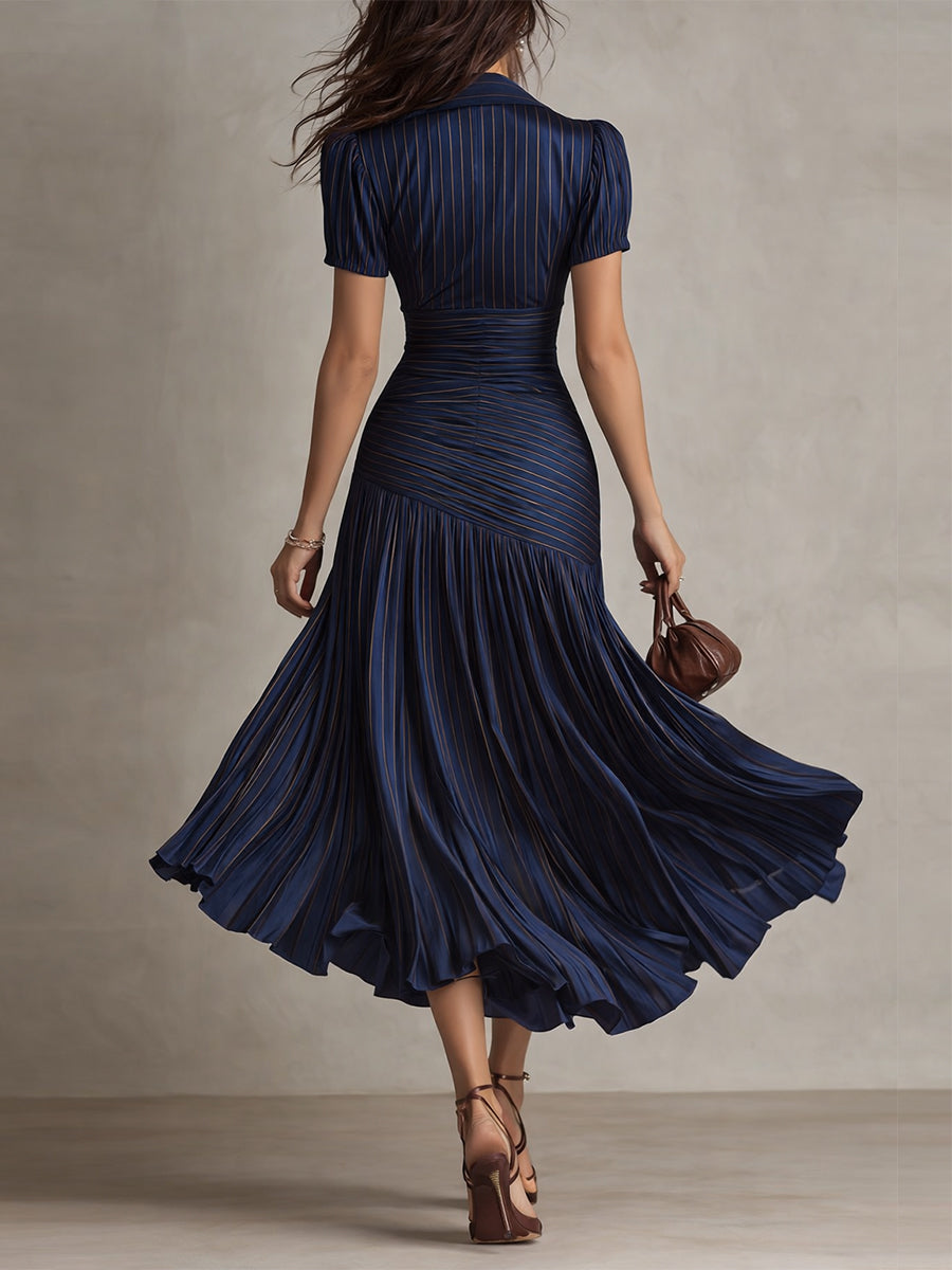 Women's Retro Satin Wrap V-Neck Midi Dress – House of Velari