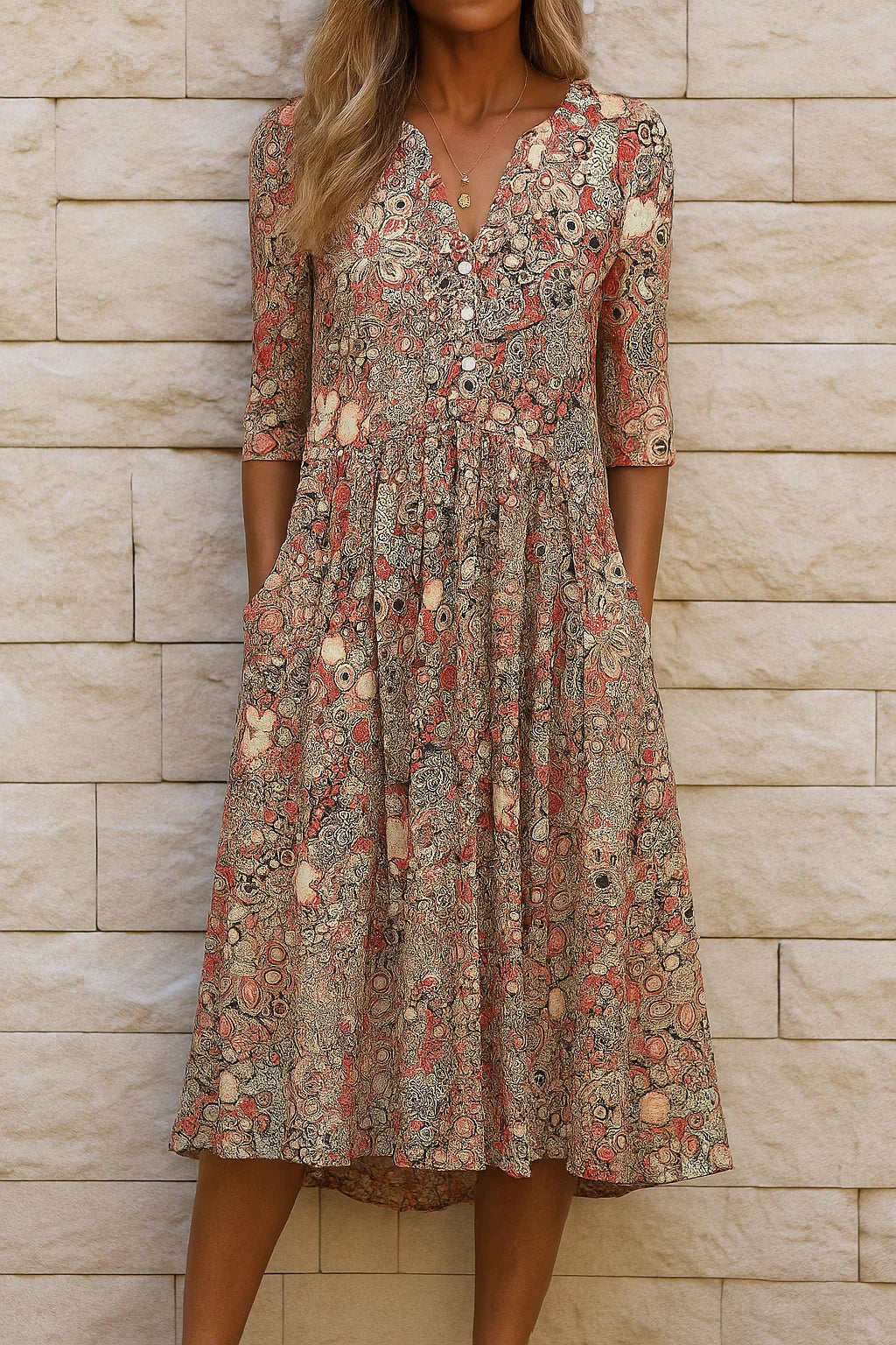 Elegant V-Neck Elegance Midi Dress – House of Velari