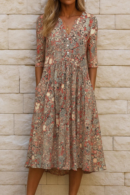 Elegant V-Neck Elegance Midi Dress – House of Velari