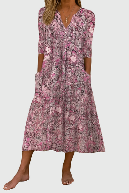 Elegant V-Neck Elegance Midi Dress – House of Velari