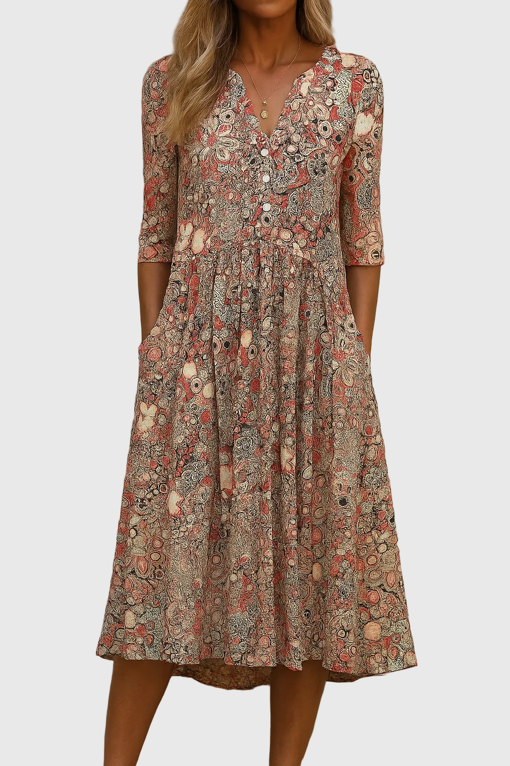 Elegant V-Neck Elegance Midi Dress – House of Velari