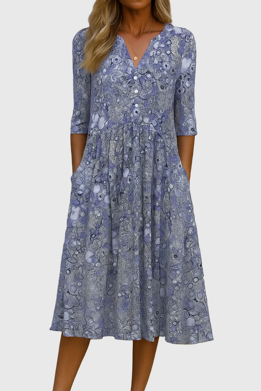 Elegant V-Neck Elegance Midi Dress – House of Velari