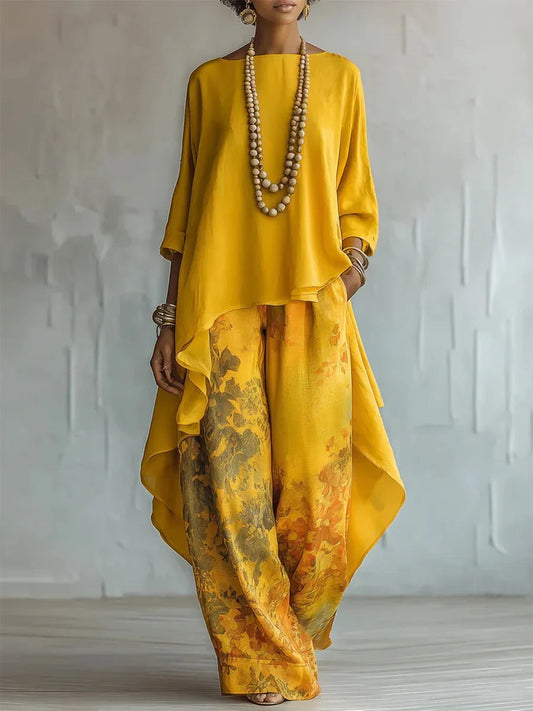 Women's Printed Oversized Tunic – Wide Leg Pants Set – House of Velari