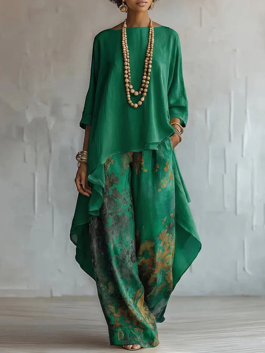 Women's Printed Oversized Tunic – Wide Leg Pants Set – House of Velari