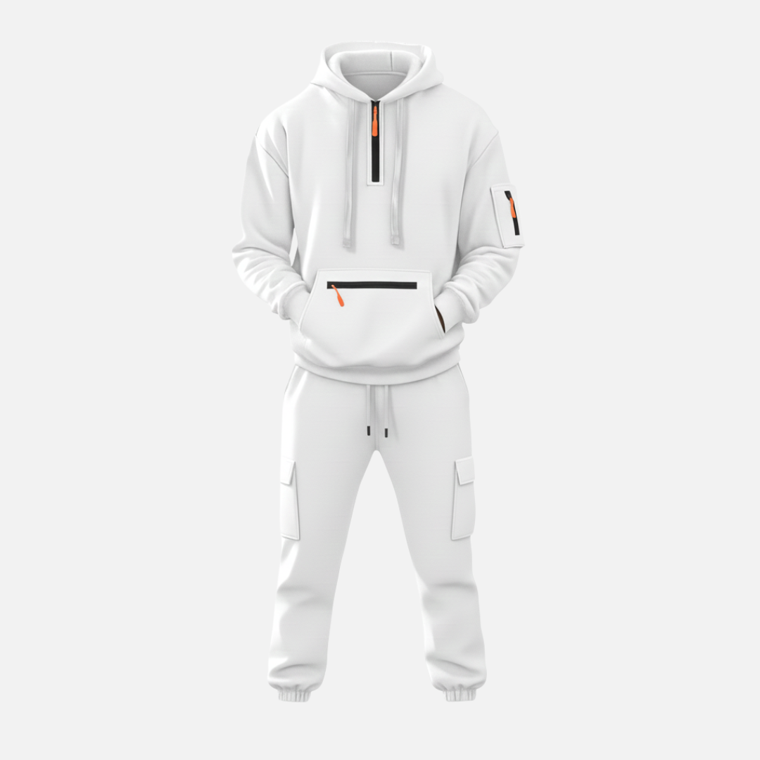 Men’s Two-Piece Tracksuit Set Casual Hoodie & Cargo Joggers – House of Velari