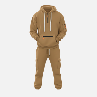 Men’s Two-Piece Tracksuit Set Casual Hoodie & Cargo Joggers – House of Velari