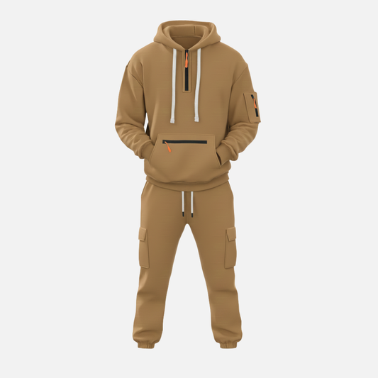 Men’s Two-Piece Tracksuit Set Casual Hoodie & Cargo Joggers – House of Velari