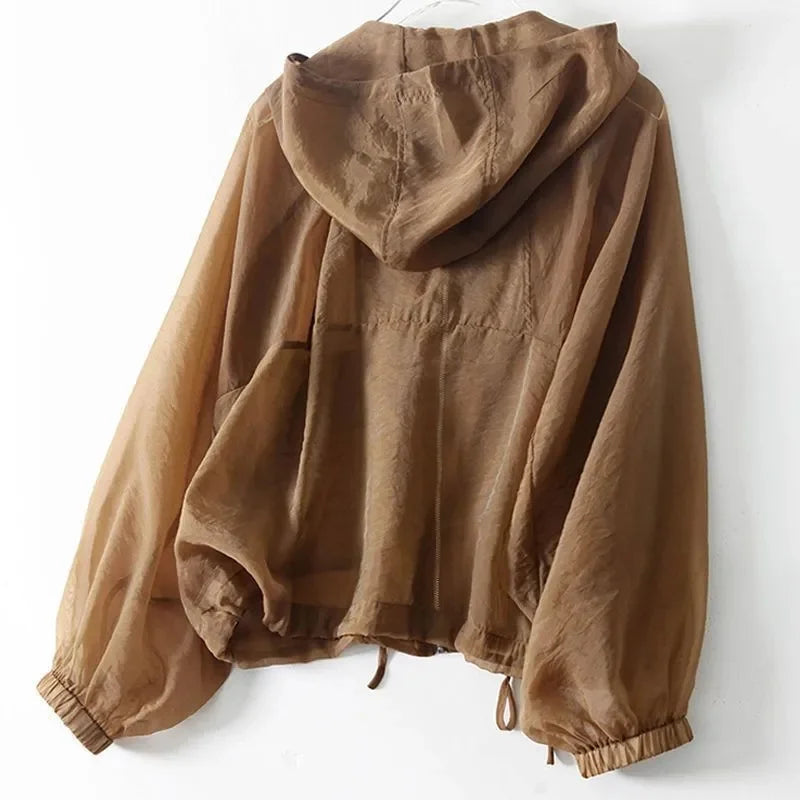 Women's Lightweight Sheer Zip-Up Hooded Jacket – House of Velari