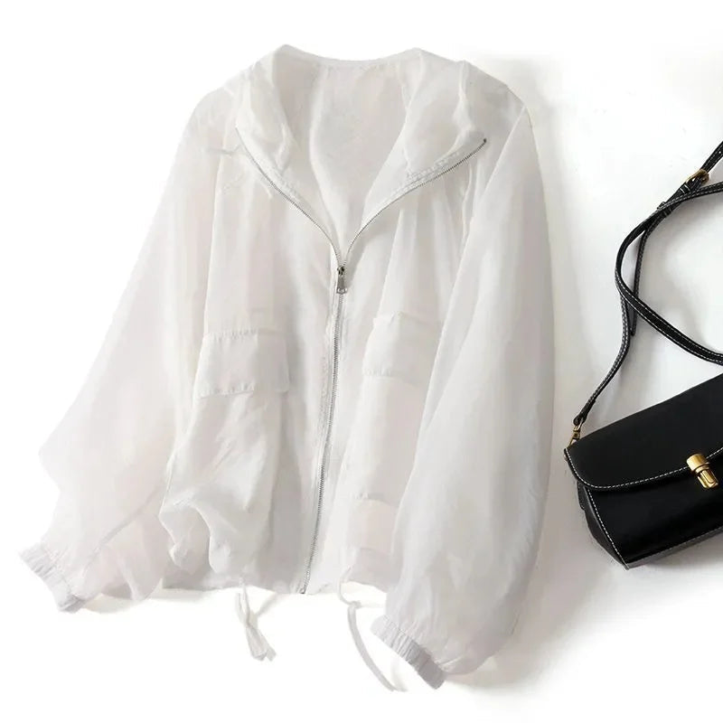 Women's Lightweight Sheer Zip-Up Hooded Jacket – House of Velari
