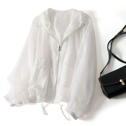 Women's Lightweight Sheer Zip-Up Hooded Jacket – House of Velari