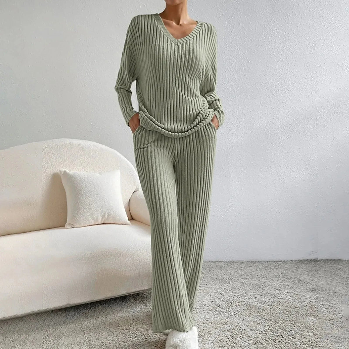 Women's Breathable Ribbed Knit Loungewear Set – House of Velari