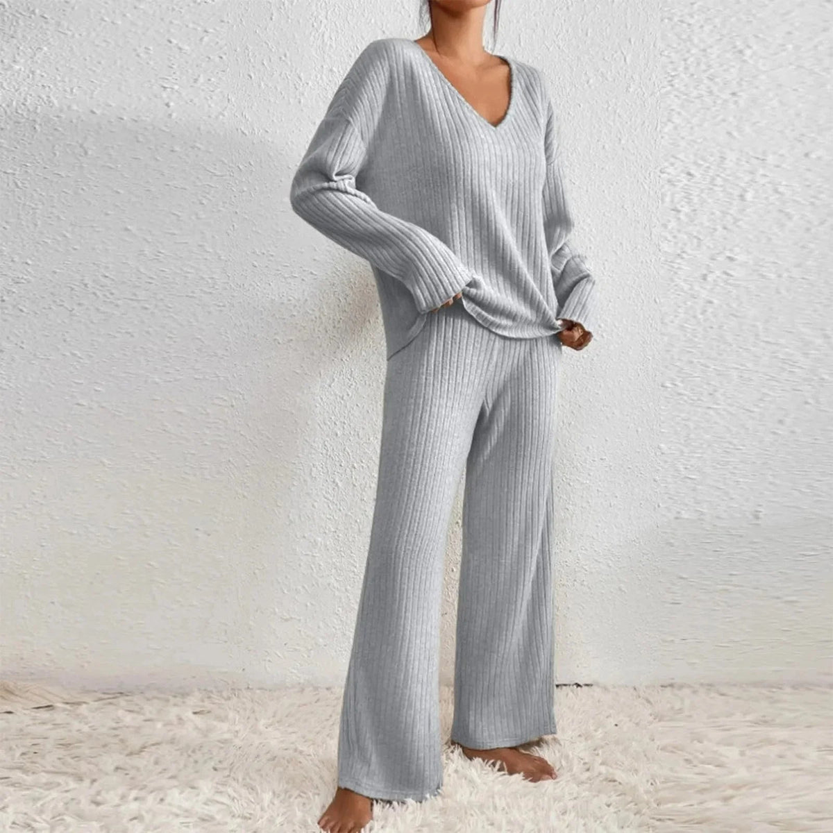 Women's Breathable Ribbed Knit Loungewear Set – House of Velari