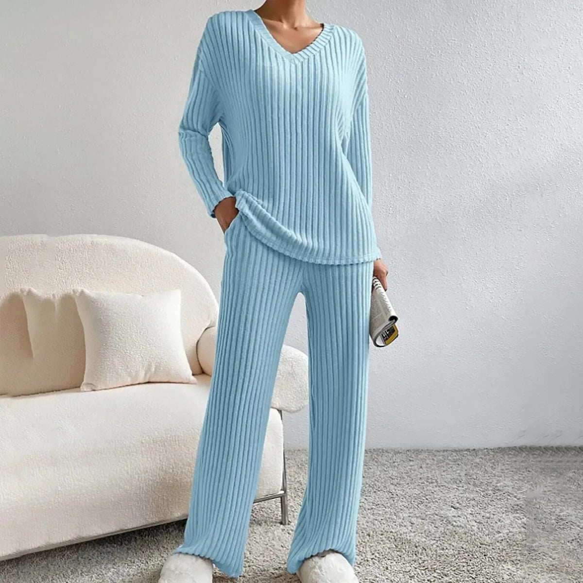 Women's Breathable Ribbed Knit Loungewear Set – House of Velari