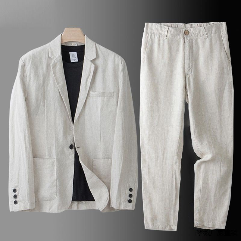 Men's Linen Two-Piece Suit with Elastic Waistband – House of Velari