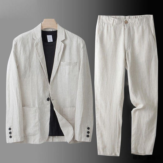 Men's Linen Two-Piece Suit with Elastic Waistband – House of Velari