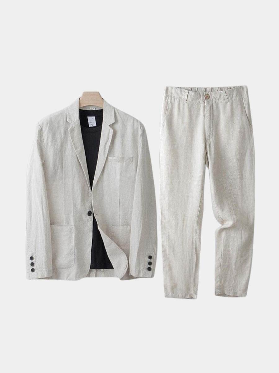 Men's Linen Two-Piece Suit with Elastic Waistband – House of Velari