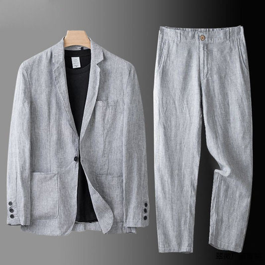 Men's Linen Two-Piece Suit with Elastic Waistband – House of Velari