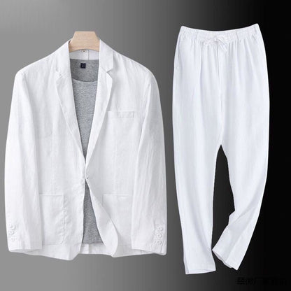 Men's Linen Two-Piece Suit with Elastic Waistband – House of Velari