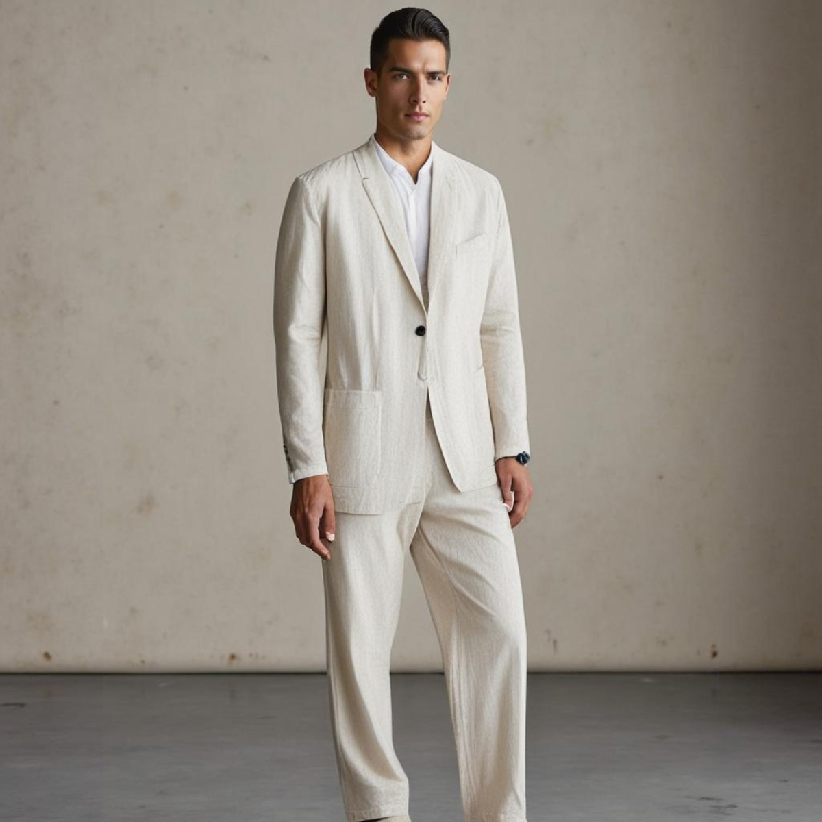 Men's Linen Two-Piece Suit with Elastic Waistband – House of Velari