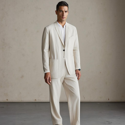 Men's Linen Two-Piece Suit with Elastic Waistband – House of Velari