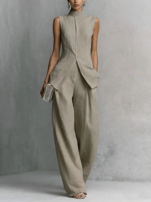 Women's Sleeveless Turtleneck Top – Wide Leg Pants Set – House of Velari