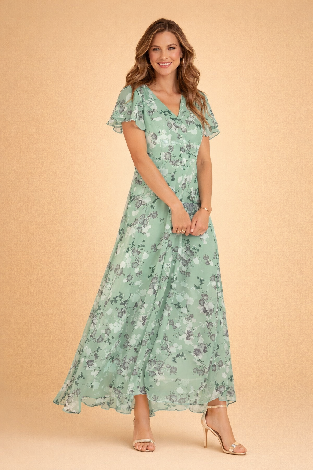 Women's Tiered Floral Chiffon Sleeve Maxi Dress – House of Velari