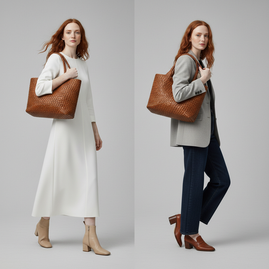 Women's Durable Leather Handwoven Tote Bag – House of Velari