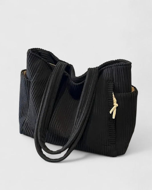 Women's Ribbed Tote Bag with Cord Detail – House of Velari
