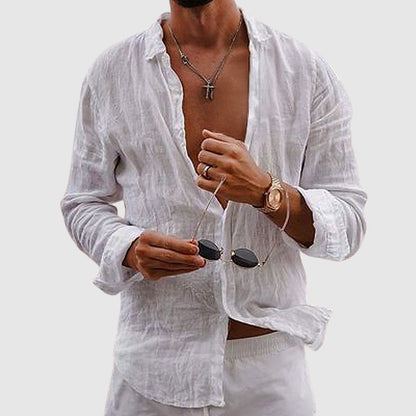 Men's Linen Shirt Long Sleeve Button Down – House of Velari