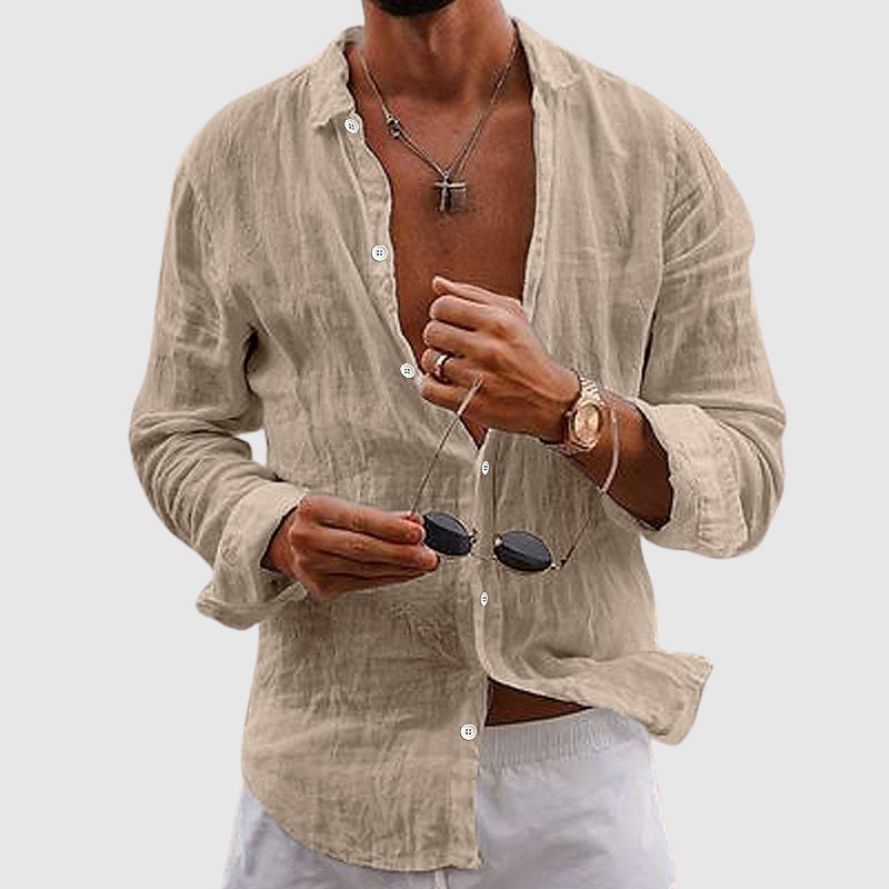 Men's Linen Shirt Long Sleeve Button Down – House of Velari