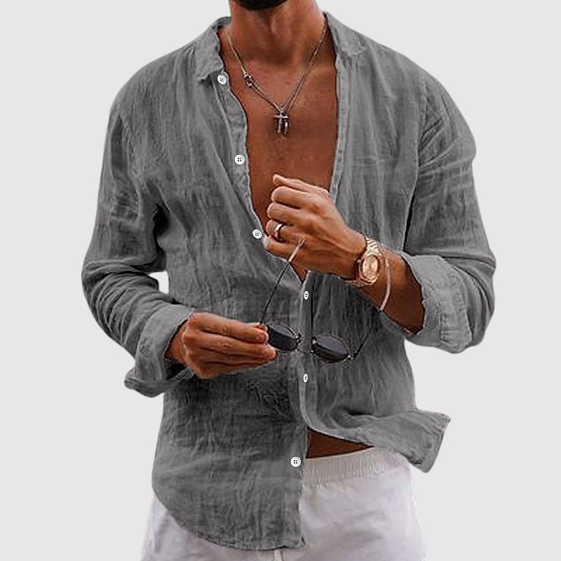 Men's Linen Shirt Long Sleeve Button Down – House of Velari