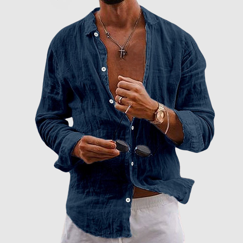 Men's Linen Shirt Long Sleeve Button Down – House of Velari
