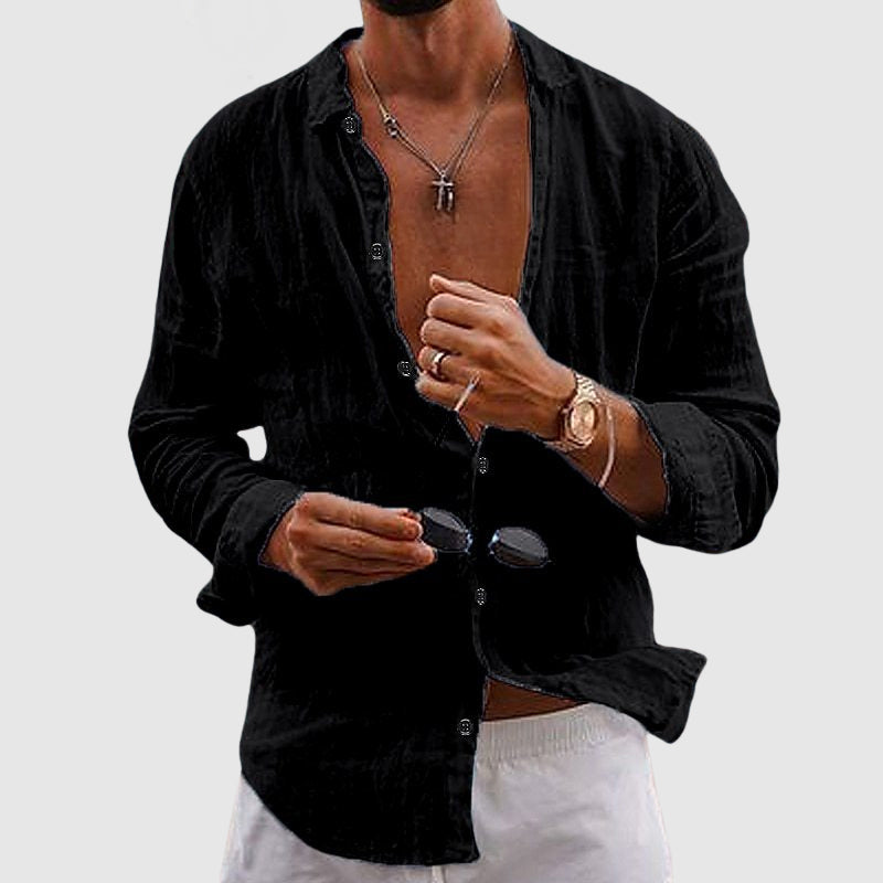 Men's Linen Shirt Long Sleeve Button Down – House of Velari