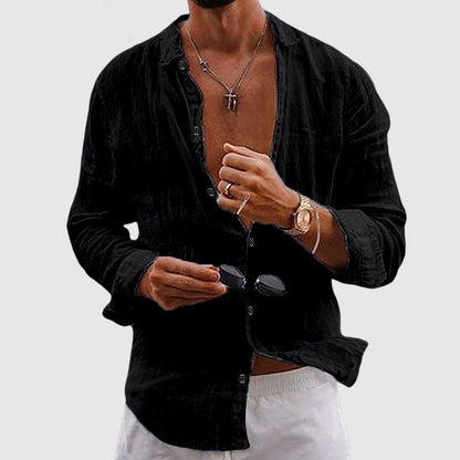 Men's Linen Shirt Long Sleeve Button Down – House of Velari