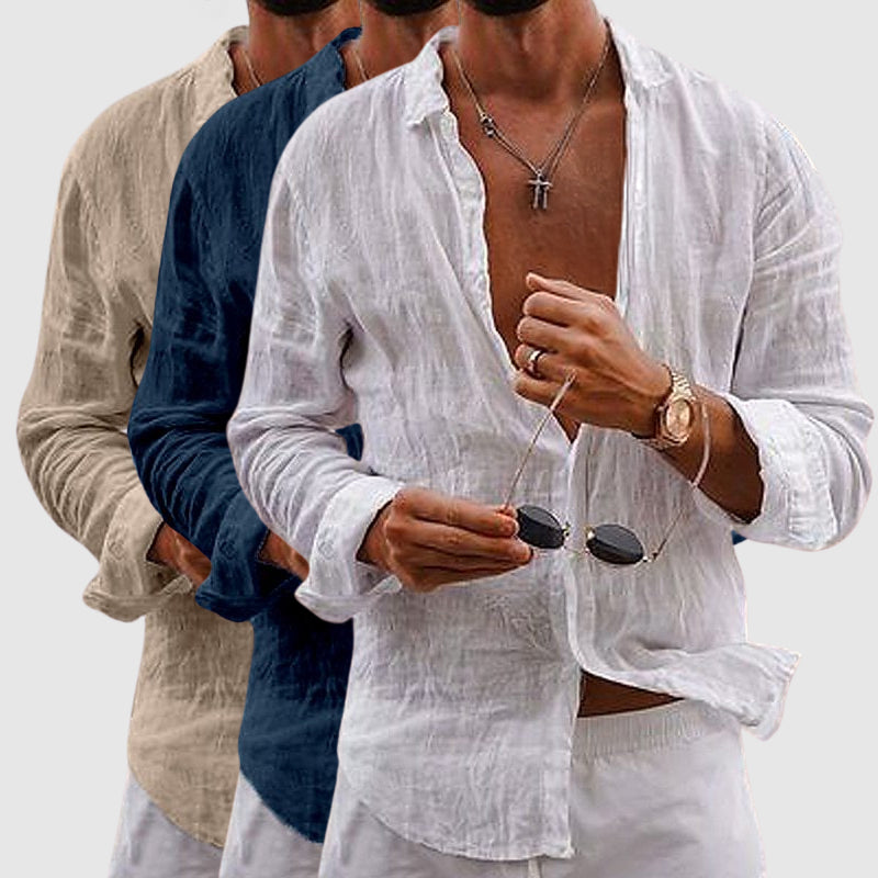 Men's Linen Shirt Long Sleeve Button Down – House of Velari