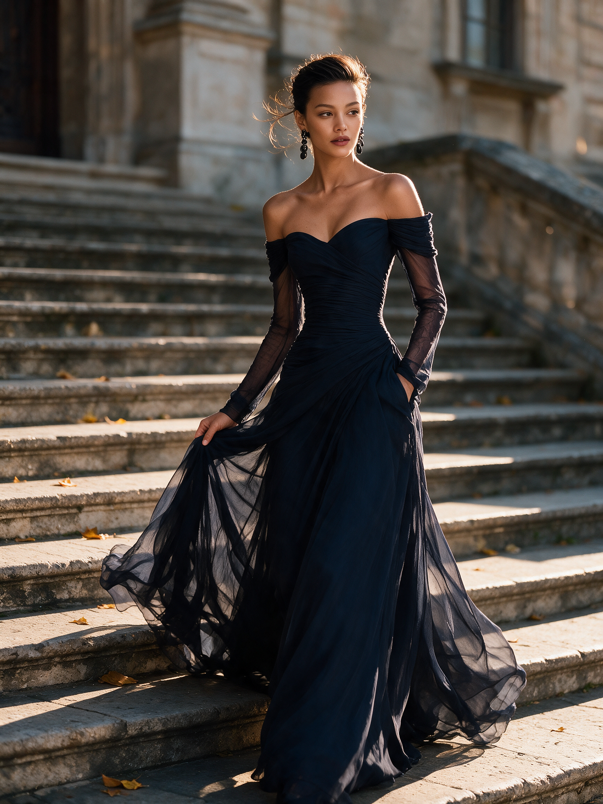 Women's Blue Chiffon Maxi Dress – House of Velari