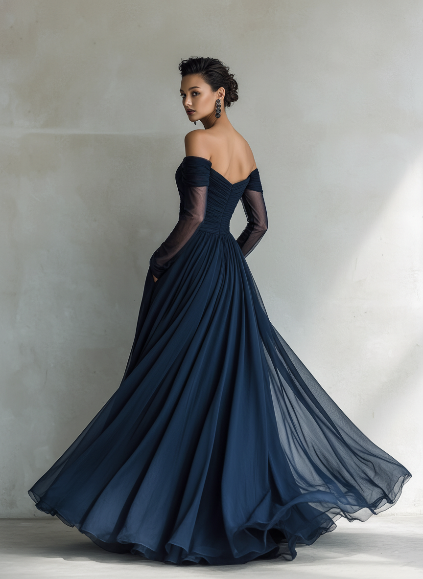 Women's Blue Chiffon Maxi Dress – House of Velari
