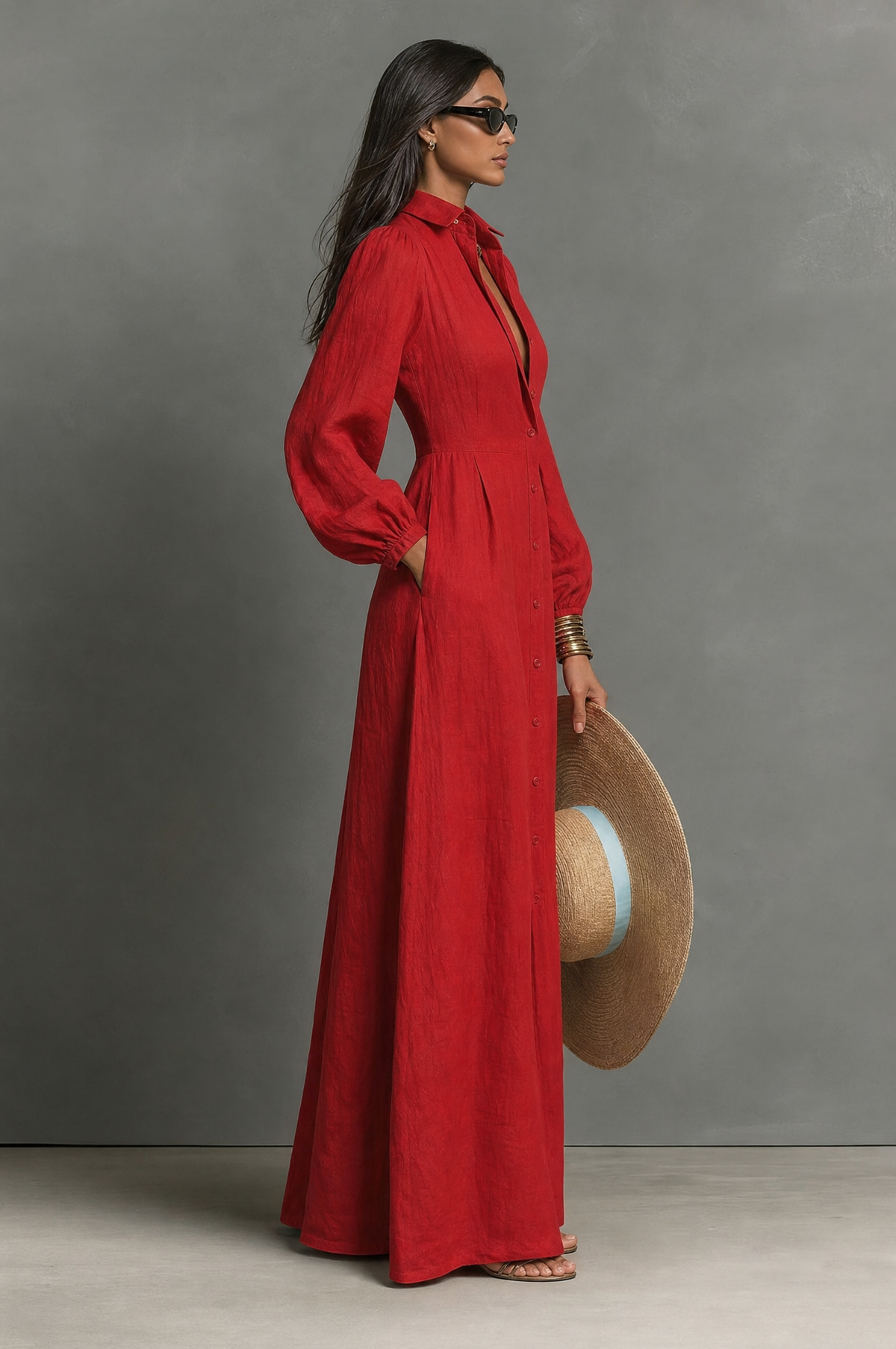 Women's Long Sleeve Single Breasted Maxi Dress – House of Velari